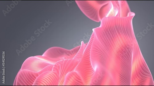 Ethereal Pink Waves: Abstract Fluid Motion with Glowing Edges