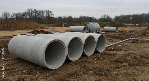 Wallpaper Mural Concrete Drainage Pipes at Construction Site Torontodigital.ca