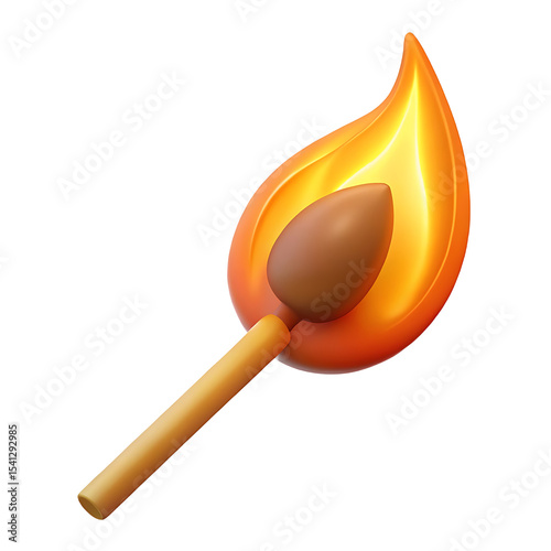 Lit matchstick icon isolated on transparent background
