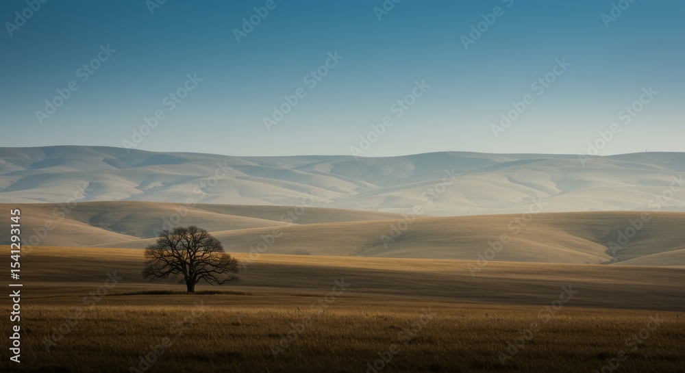 Obraz premium Lone Tree on Rolling Hills Landscape