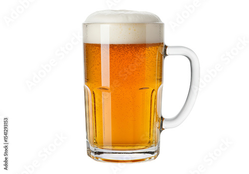 A full stein of frothy lager beer with delicious head on a PNG background, beer, lager, stein, mug, pint, ale, drink, beverage, alcohol, foam, frothy, bubbly, cold, refreshing, golden, wheat, hops, br