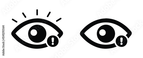 Set of Vision problem, eye pain icon. Sore eyeball sign symbol , vector illustration .