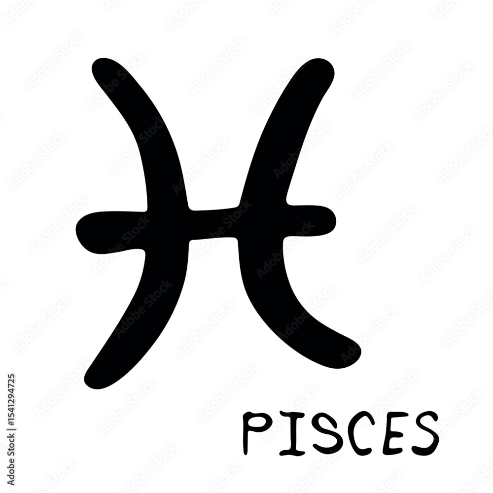 Obraz premium Hand drawn pisces zodiac sign Esoteric symbol doodle Astrology clipart Element for design