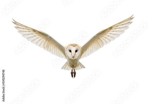 Barn Owl in Flight A Nocturnal Hunter isolated on transparent baackground