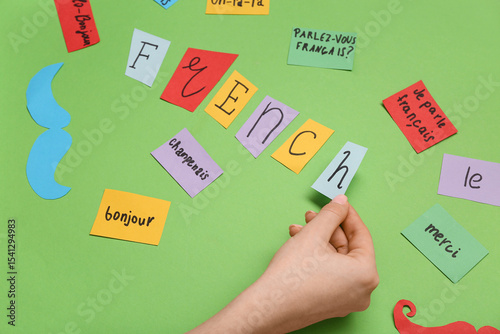 Female hand and paper sheet...