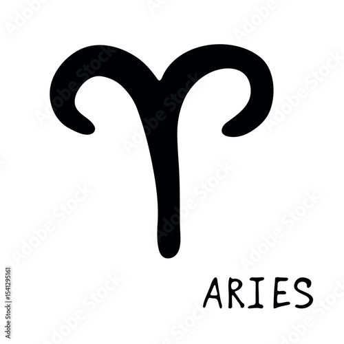 Hand drawn aries zodiac sign Esoteric symbol doodle Astrology clipart Element for design