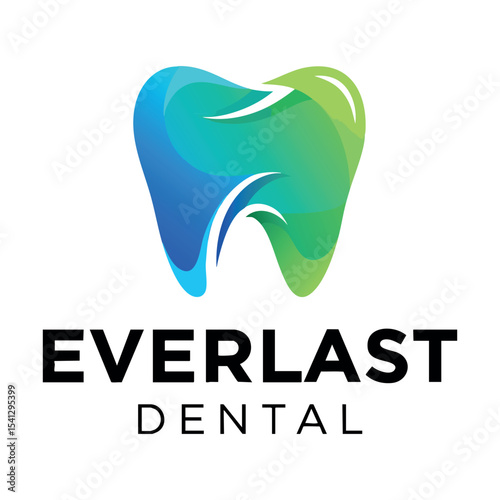 Vector logo for Everlast Dental: A modern, gradient blue-green tooth icon symbolizing strength and health, paired with clear typography.