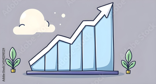 Business graph icon, Graph vector, Graph illustration, Business chart, Financial graph, Line chart, Bar graph, Growth chart, Data visualization, Analytics icon, Rising graph, Market analysis, Chart wi