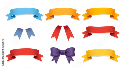 Vector ribbons, Ribbon set, Flat ribbons, Decorative ribbons, Banner ribbons, Vintage ribbons, Award ribbons, Badge ribbons, Label ribbons, Folded ribbons, Red ribbon set, Blue ribbon vector, Gold rib