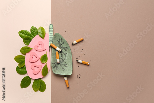 Paper lungs with cigarettes...