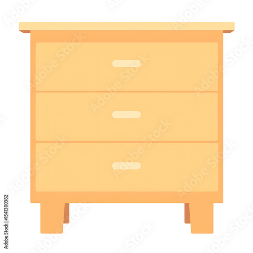 Simple wooden chest of drawers with three storage compartments  