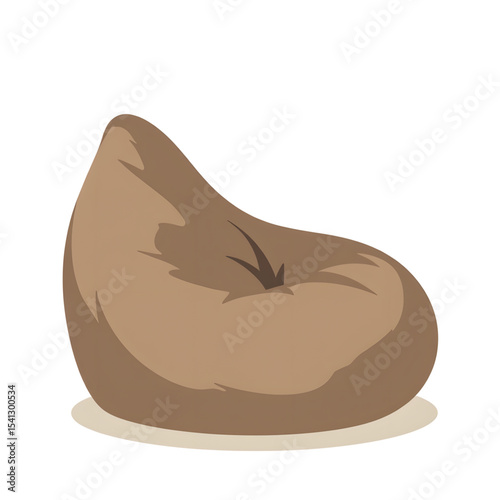 Brown bean bag chair in simple design on white background  