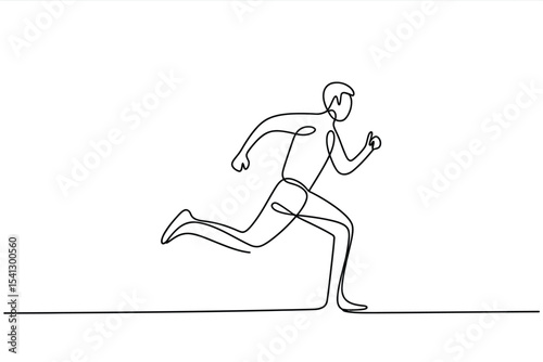 Continuous line drawing of a running man