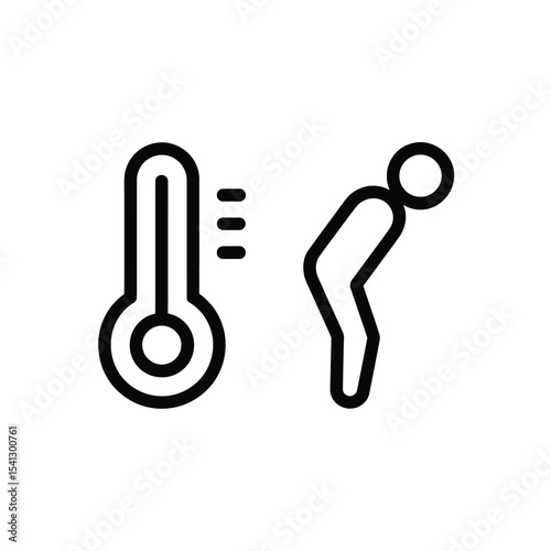 Person feeling hot with thermometer icon