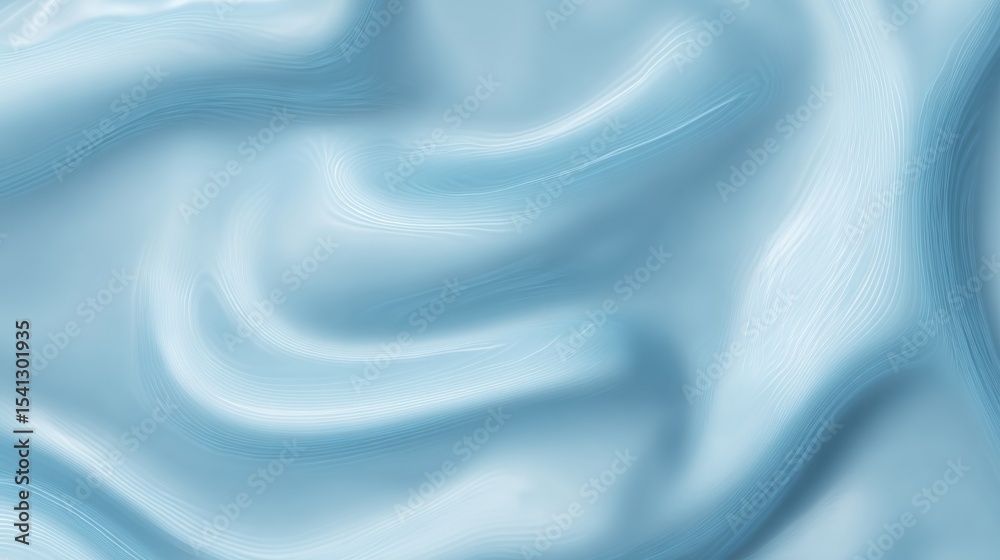 Obraz premium Close-up of a smooth, light blue cream with swirling patterns