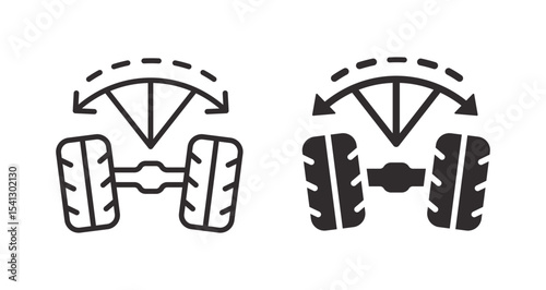 Wheel alignment icons. Symbol of tire fitting and repair. Vector illustration.