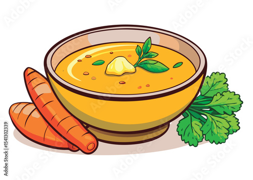 Delicious bowl of soup with carrots.