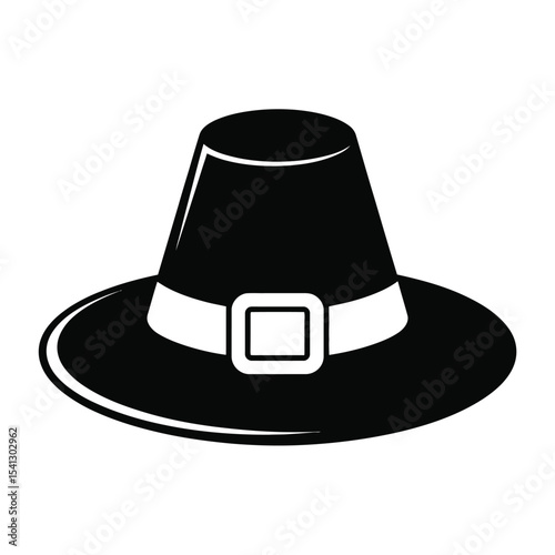Black and white pilgrim hat illustration
