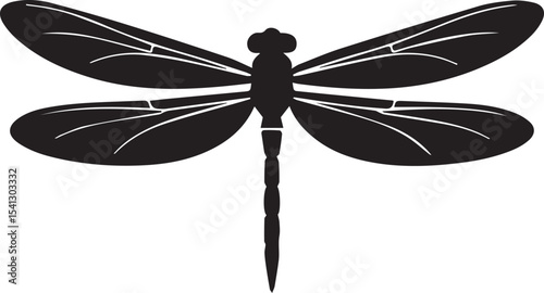 Dragonfly silhouette isolated on white background