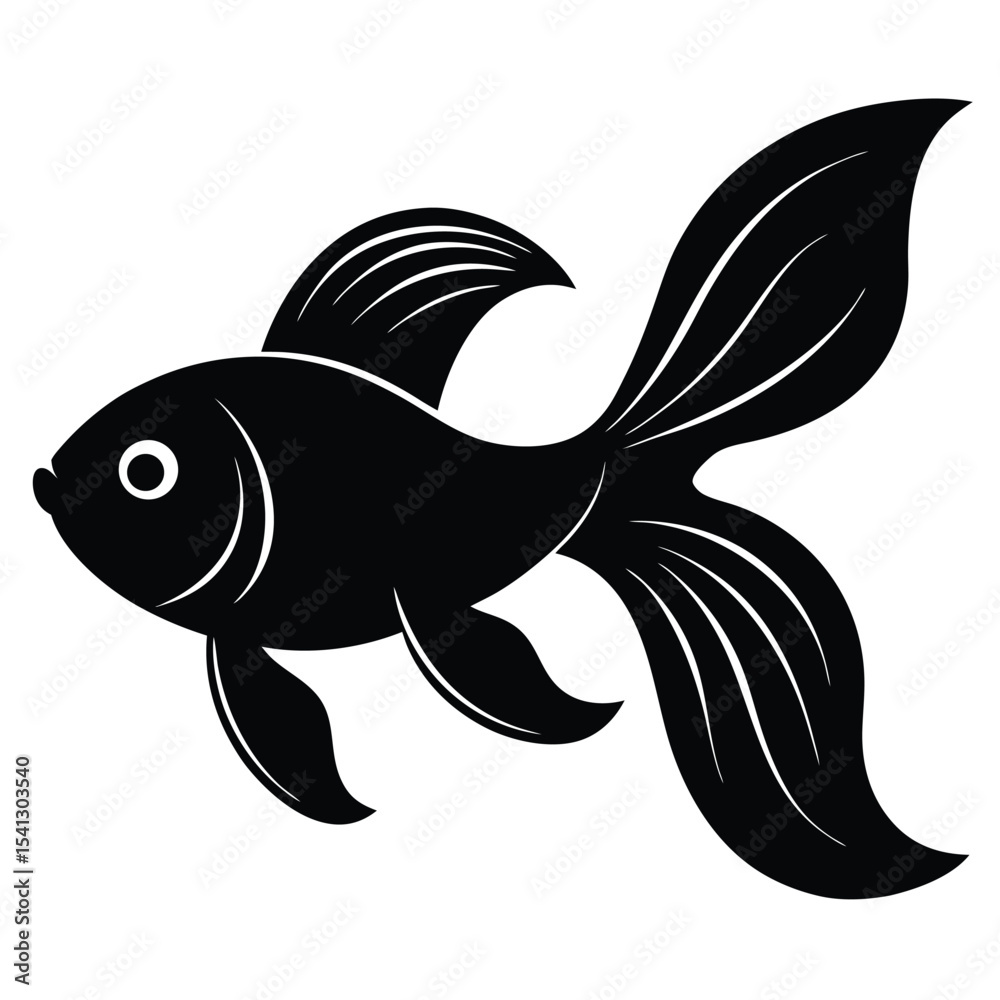 Fototapeta premium Black Silhouette Goldfish Vector 