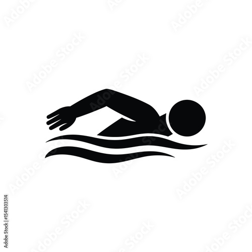 Simple icon of person swimming freestyle