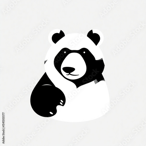 Cute panda bear illustration black and white animal drawing vector design for kids and adults art print poster