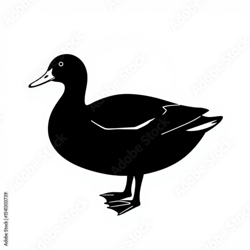 Black duck illustration vector art, waterfowl silhouette image, duck clip art, duck drawing, bird vector art