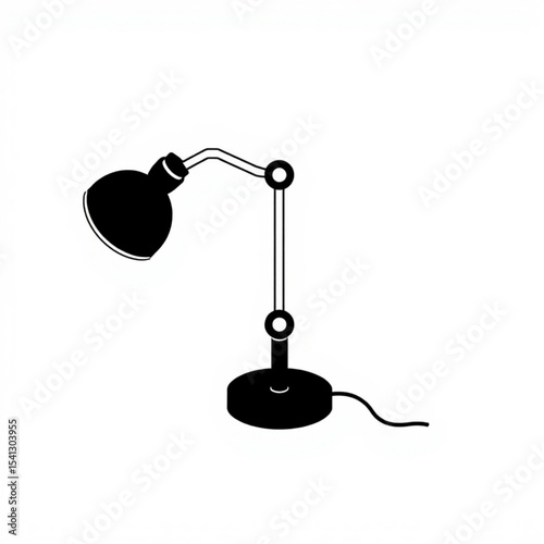 Black adjustable desk lamp vector illustration for home office study and reading light design element isolated on white