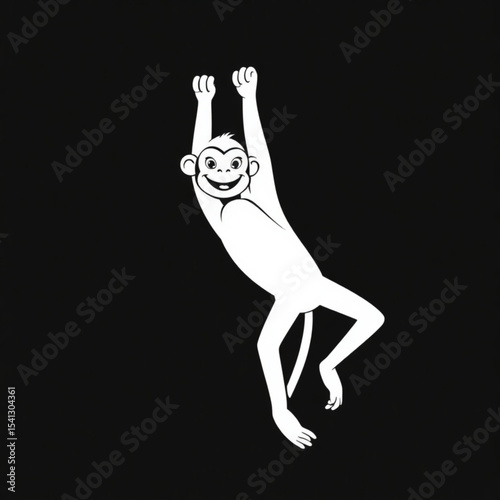 Monkey hanging illustration vector design for kids and adults animal primate silhouette art drawing 100