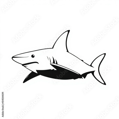Shark vector illustration great white shark ocean predator marine animal sea life drawing isolated on white 100