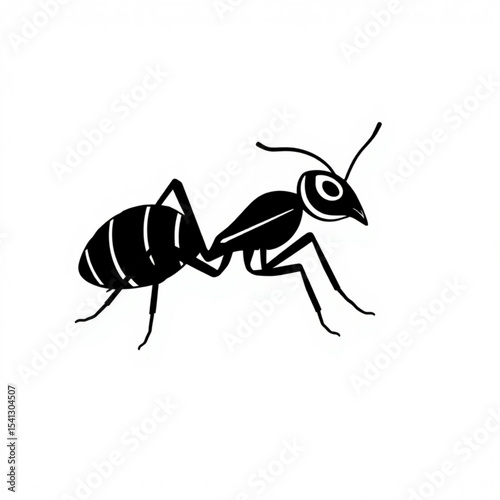Ant silhouette vector drawing illustration for graphic design and educational resources isolated on white background