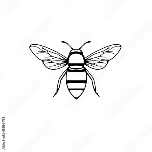 Detailed line art of a bee flying insect illustration for nature lovers and design enthusiasts alike