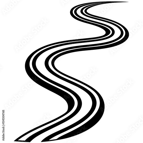 Abstract black and white winding road design