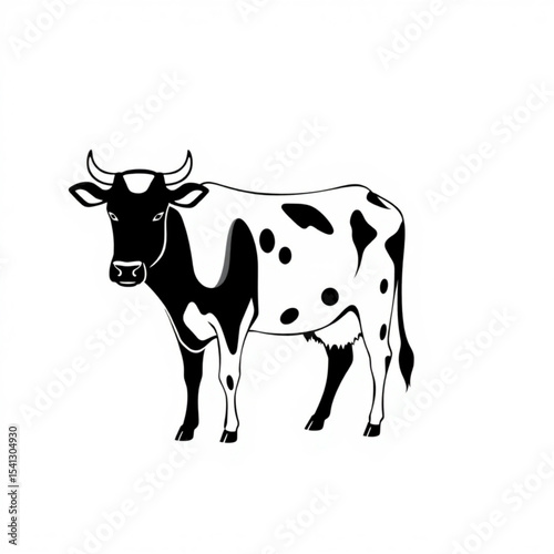 Black and white dairy cow illustration vector drawing farm animal cattle livestock graphic design art 100