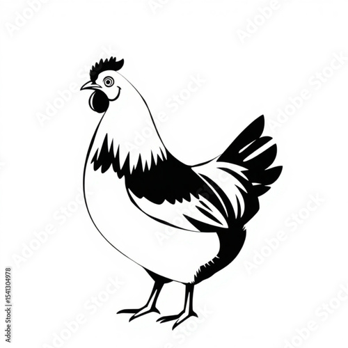 Black and white chicken illustration vector art farm animal poultry design graphic resource stock image vector file