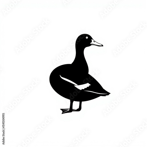 Black duck illustration vector graphic waterfowl bird silhouette design template isolated on white background