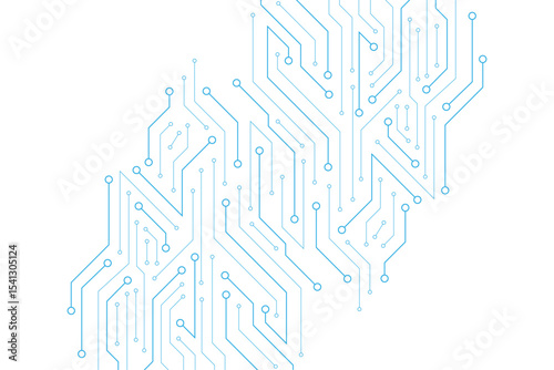 Abstract digital technology futuristic internet network speed connection white and blue background. Technology background with crossed lines and dots.