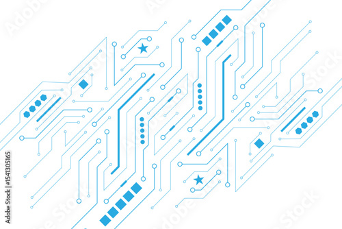 Abstract digital technology futuristic internet network speed connection white and blue background. Technology background with crossed lines and dots.