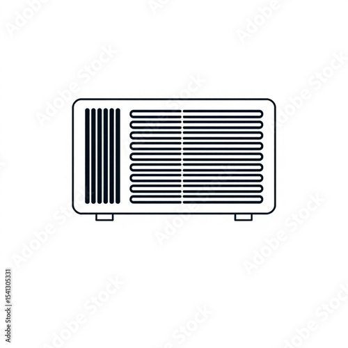Window air conditioner unit vector drawing for home cooling and climate control illustration design element