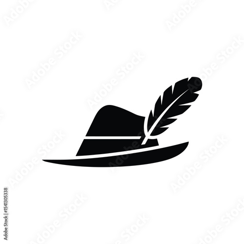 Traditional bavarian hat with feather icon