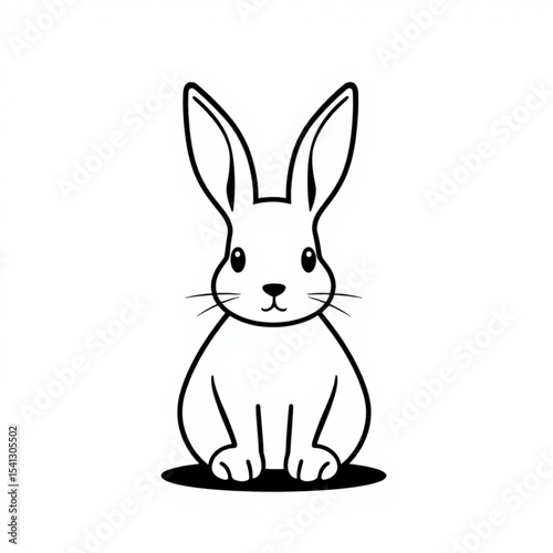Cute bunny rabbit drawing vector illustration easter spring animal pet outline clip art design element 100 char