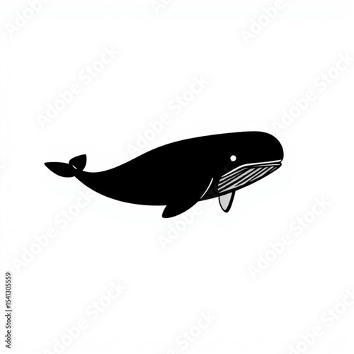 Simple black and white whale illustration vector graphic for ocean life and marine biology designs