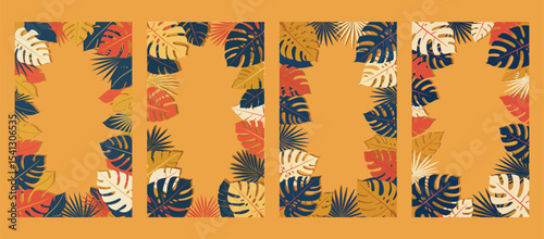 Strong, colorful tropical leaf patterns for a bold and vibrant background. Excellent for energetic summer promotions, striking ads, or impactful designs