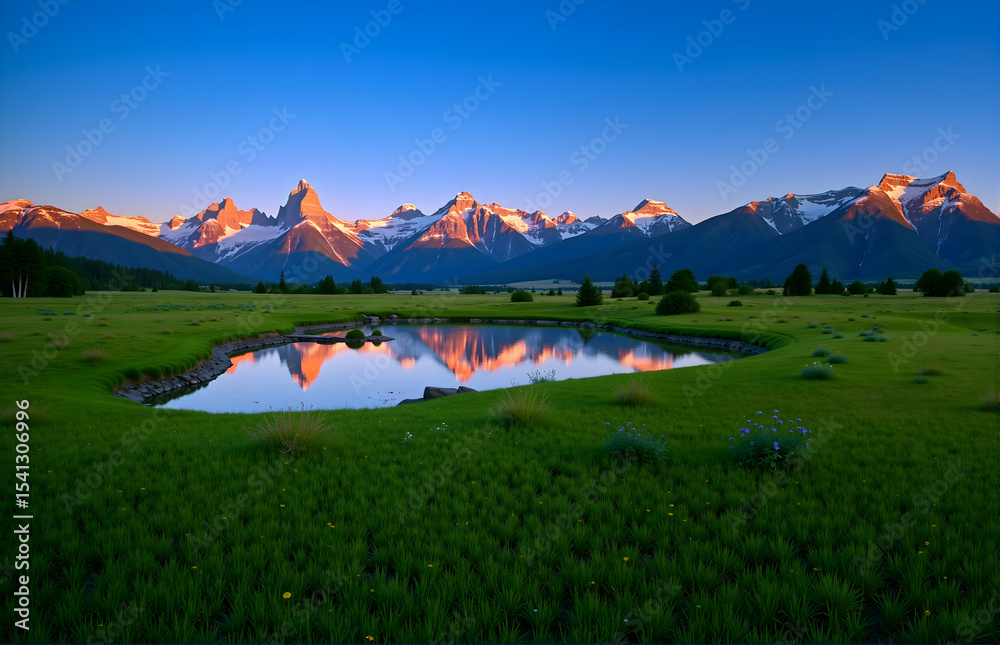 Naklejka premium Natural Scenery of Mountain, Wild and Lake