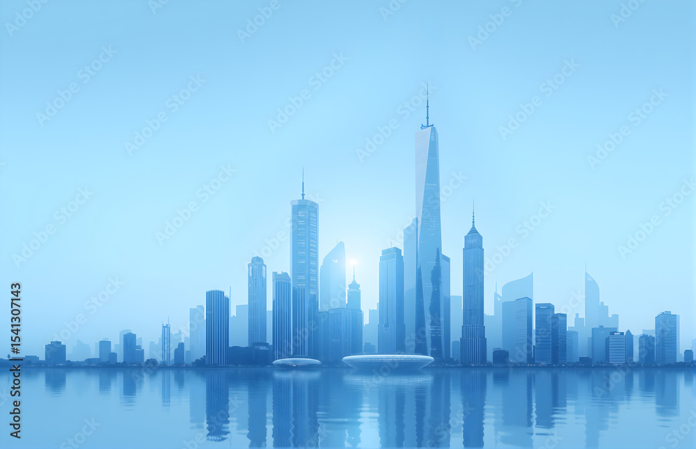 Fototapeta premium Blue City Architecture Skyline