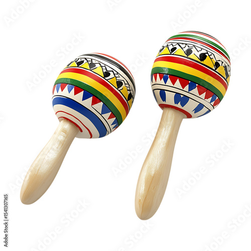 Vibrant Colorful Maracas Mexican Percussion Musical Instruments On Transparent Background photo
