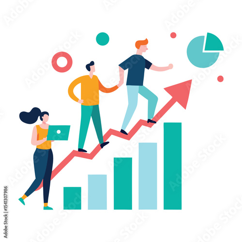 Businessman illustrating financial graph success and market growth