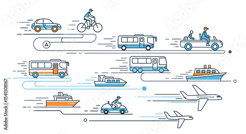Ways to Travel Around The World and Commute in the City Concept