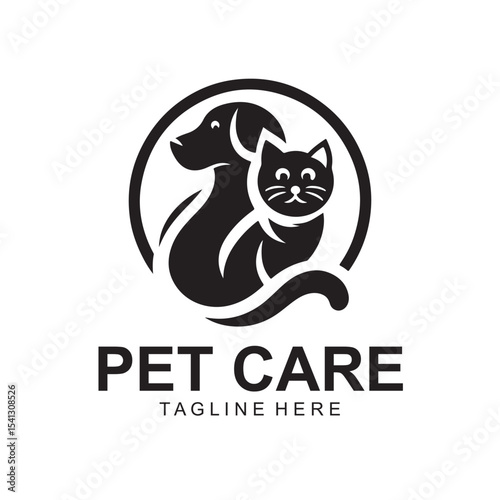 Dog Cat Pet Care Logo Design Vector