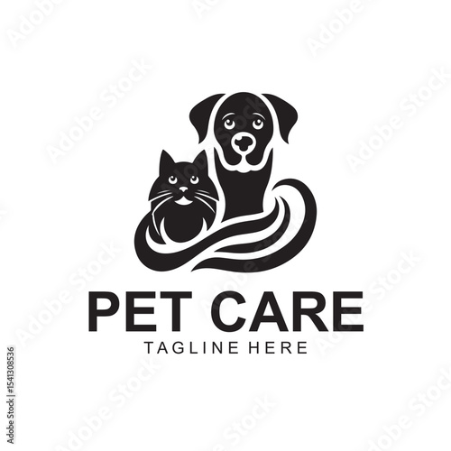 Dog Cat Pet Care Logo Design Vector